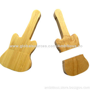 Guitar shape wood USB flash drive, RoHS certified